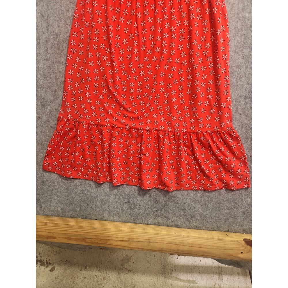 D&Co Denim & Company Red Floral Print Midi Dress Women's Medium Short Sleeve - Picture 5 of 9